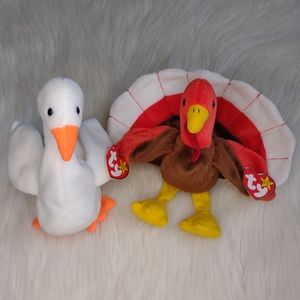 Ty Beanie Babies Gracie and Gobbles